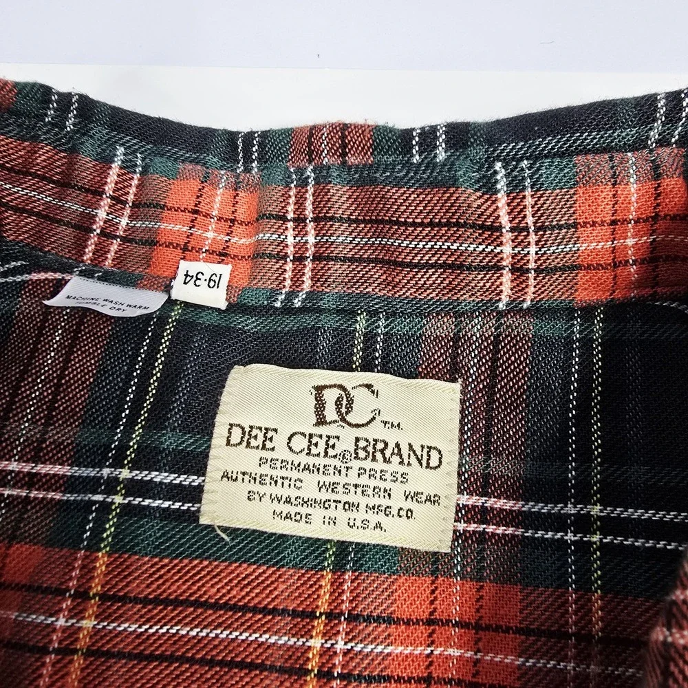 Vintage Dee Cee Shirt Mens XL Western Pearl Snap Plaid Made in USA 90s‎
